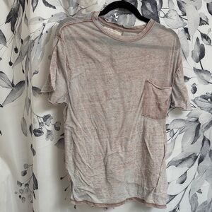 Free People Heathered Blush Short Sleeve Pocket Tee